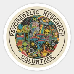Psychedelic Research Volunteer  5PCS Stickers for Luggage Decorations Room Laptop Wall Background Cute Art Anime Home