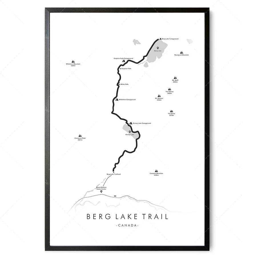 Berg Lake Trail Map | Berg Lake Trail Poster | Canada Hiking Poster | Trail Map Art | Relive your Adventures