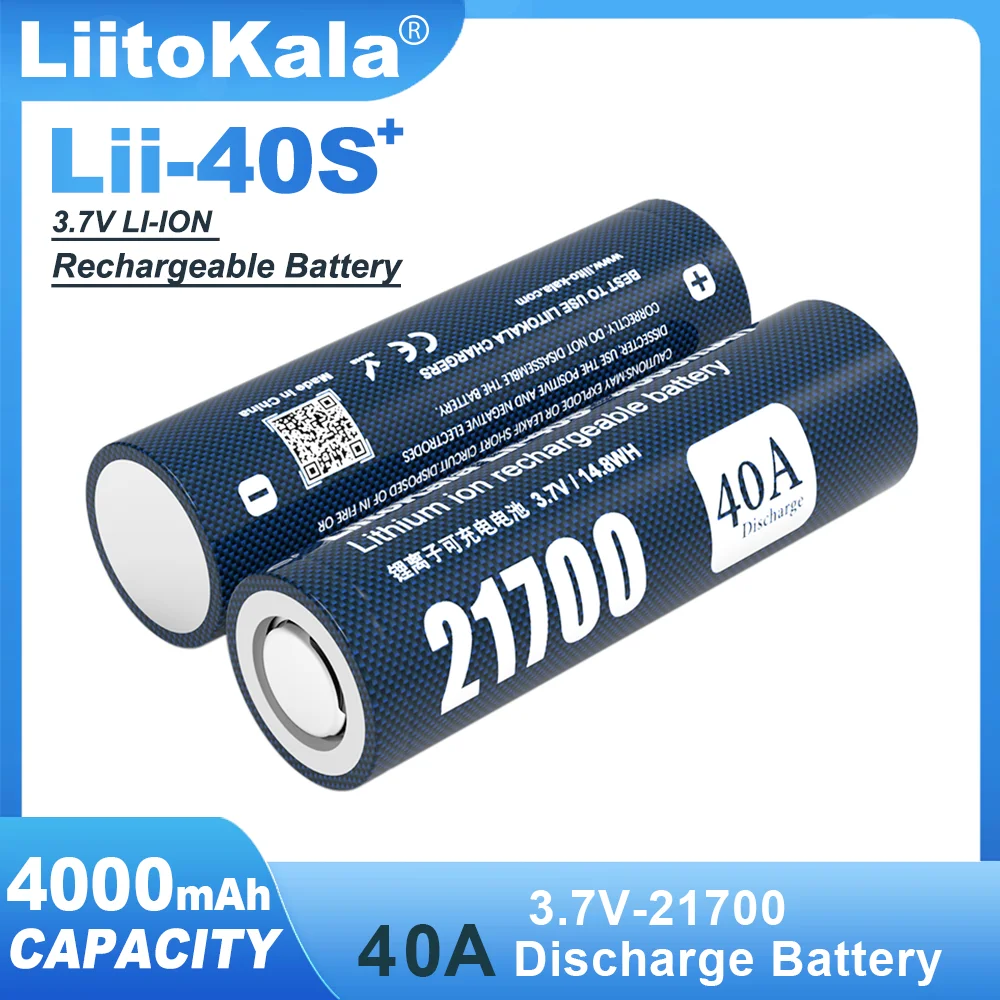 1-20PCS Original Liitokala Lii-40S 3.7V 4000mAh 21700 For Flashinglight High-capacity Rechargeable Lithium Battery