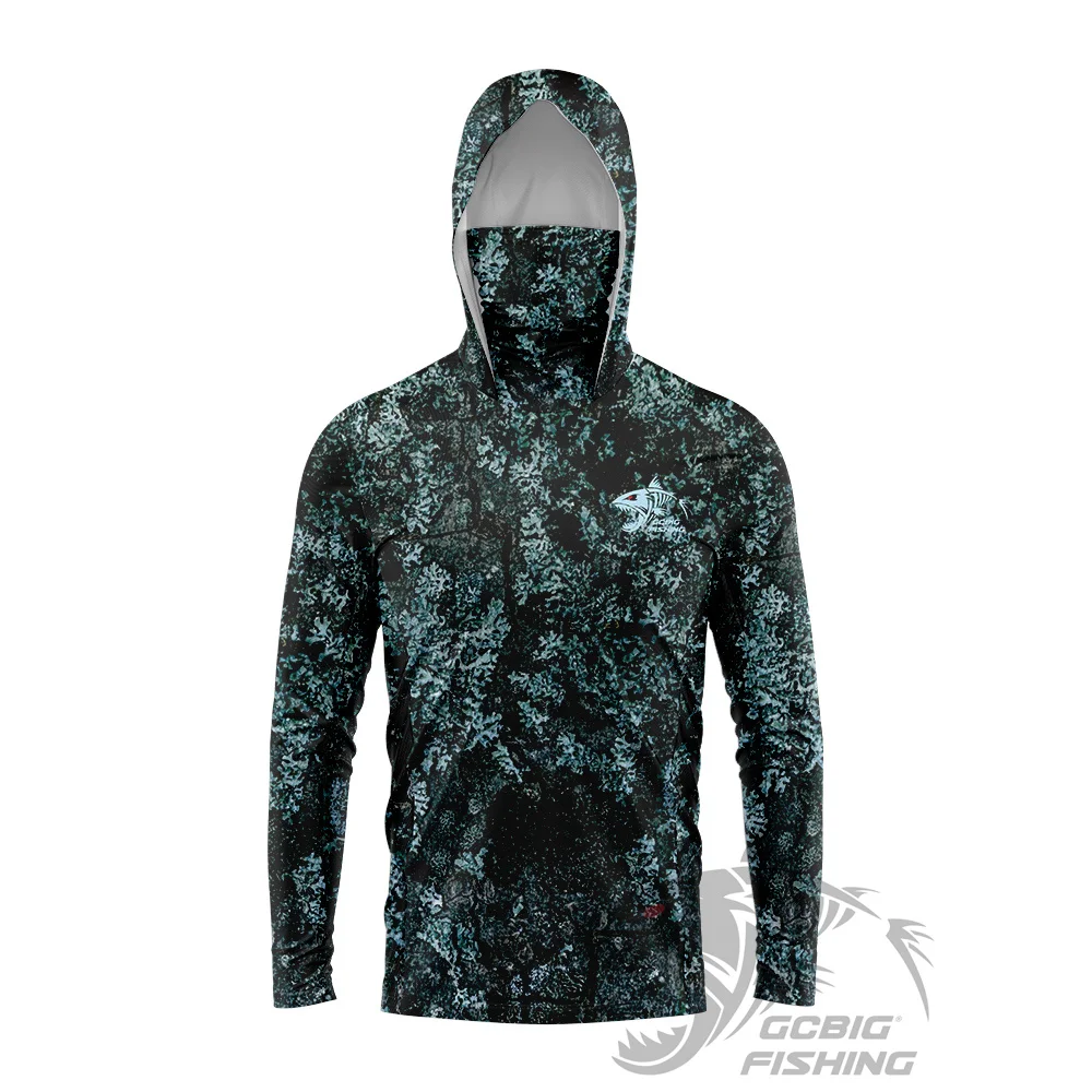 

GG New Men's UV Mask Hooded Performance Fishing Shirt Breathable Fabric Long Sleeve UPF50+ Angling Clothing