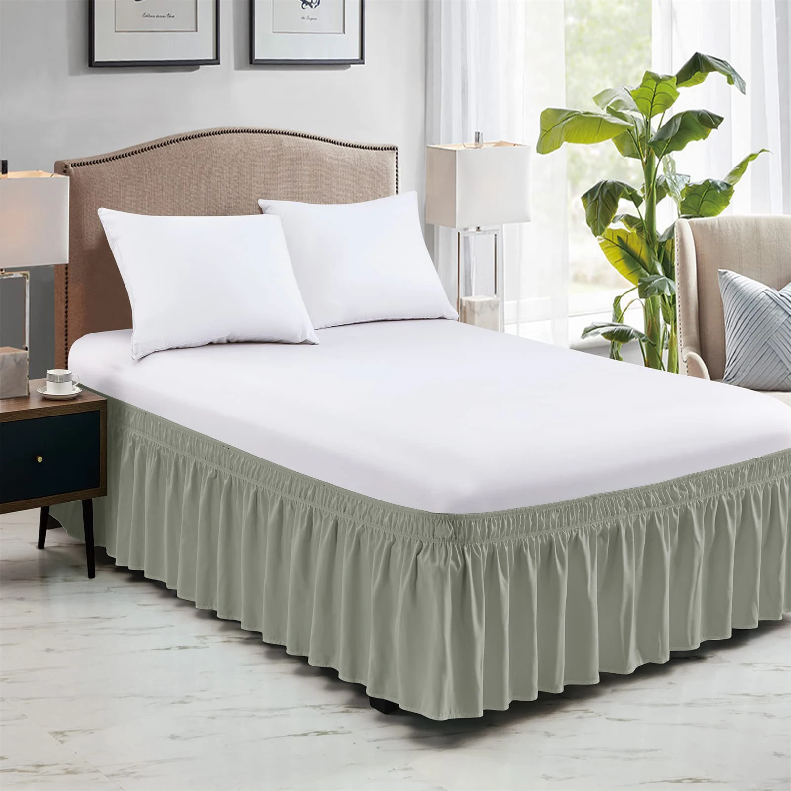 Weicher Bettrock mit Elastischer Einstellung, Knitterfreier Bettumfang aus Gebürsteter Polyester-Mikrofaser, Einfach Anzubringender Bett-Staubschutz – Detail 8