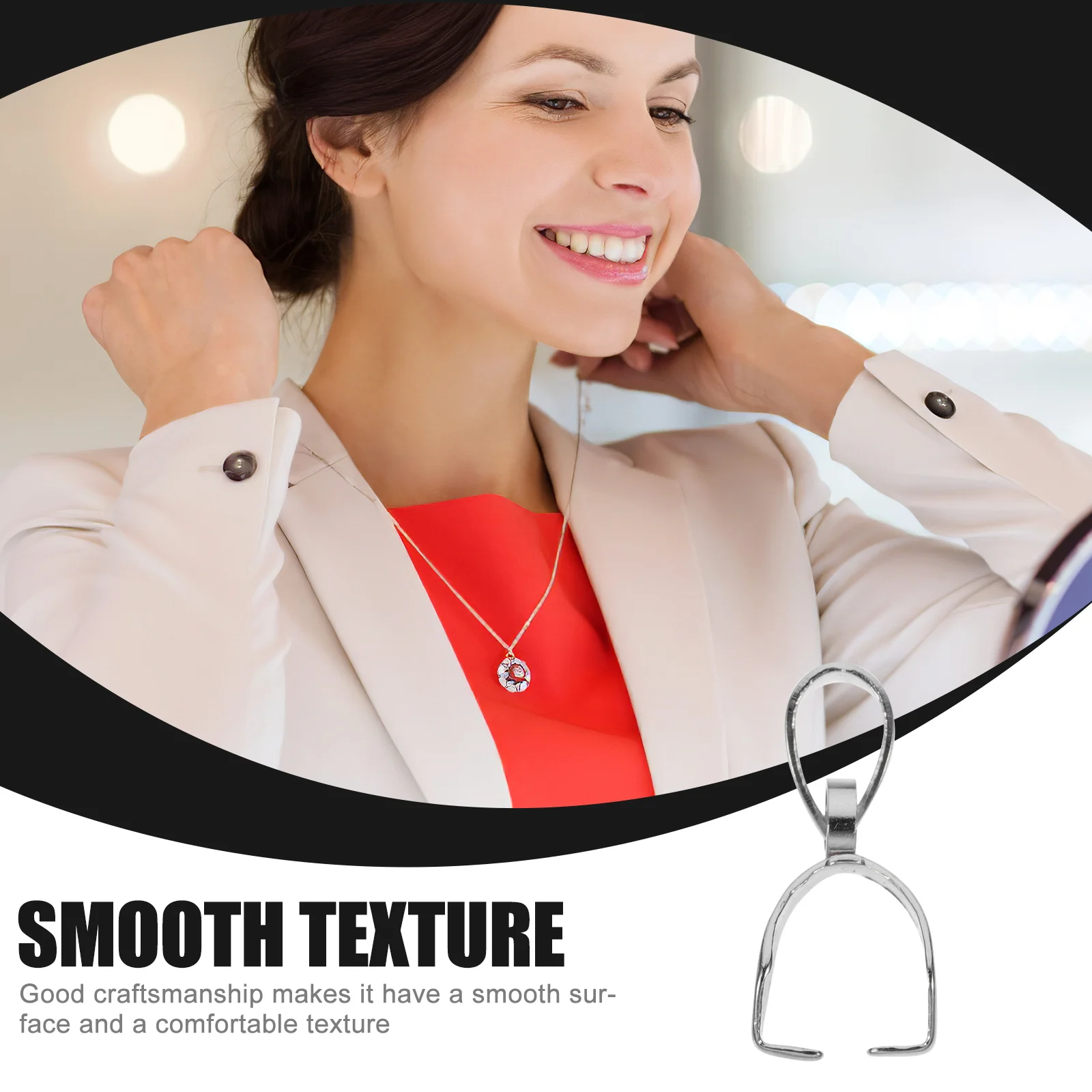 

20Pcs Stainless Steel Necklace Clasps Jewelry Pendant Connectors Smooth Surface DIY Crafts Pinch Bails for Jewelry Making