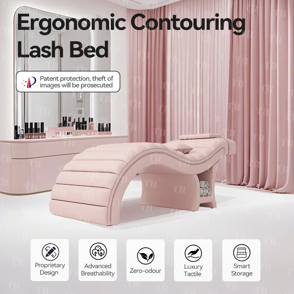 

Modern Black Metal Furniture Unique Design PU Leather Velvet Eyelash Eyebrow Bed PVC Salon Massage Bed for Beauty