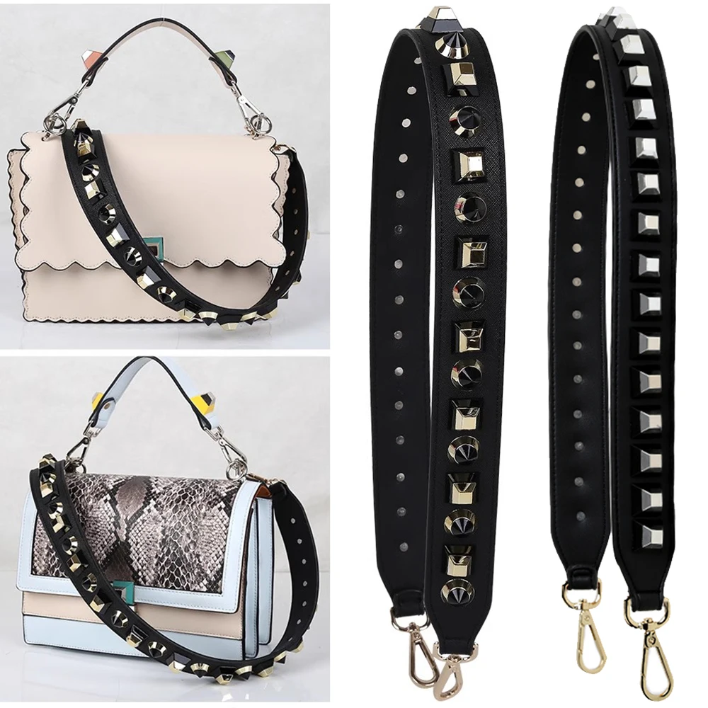90cm Leather Bag Shoulder Strap Colorful Rivet Studs  Handbags Handles Crossbody  Replacement Straps Accessories Customization