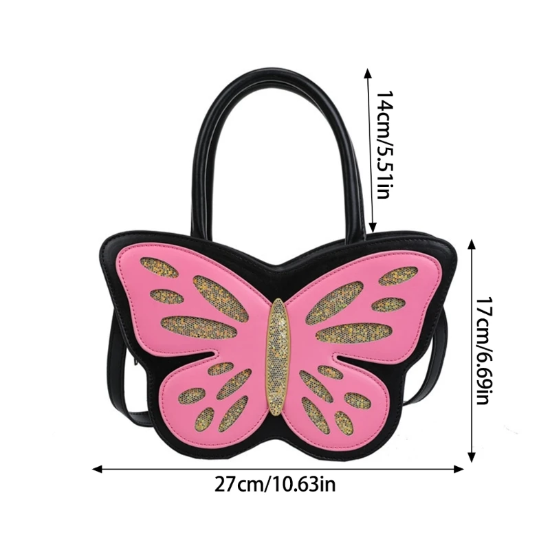 Bolsa feminina forma borboleta, bolsa transversal adorável, bolsa mensageiro couro pu, bolsa estética, bolsa compras