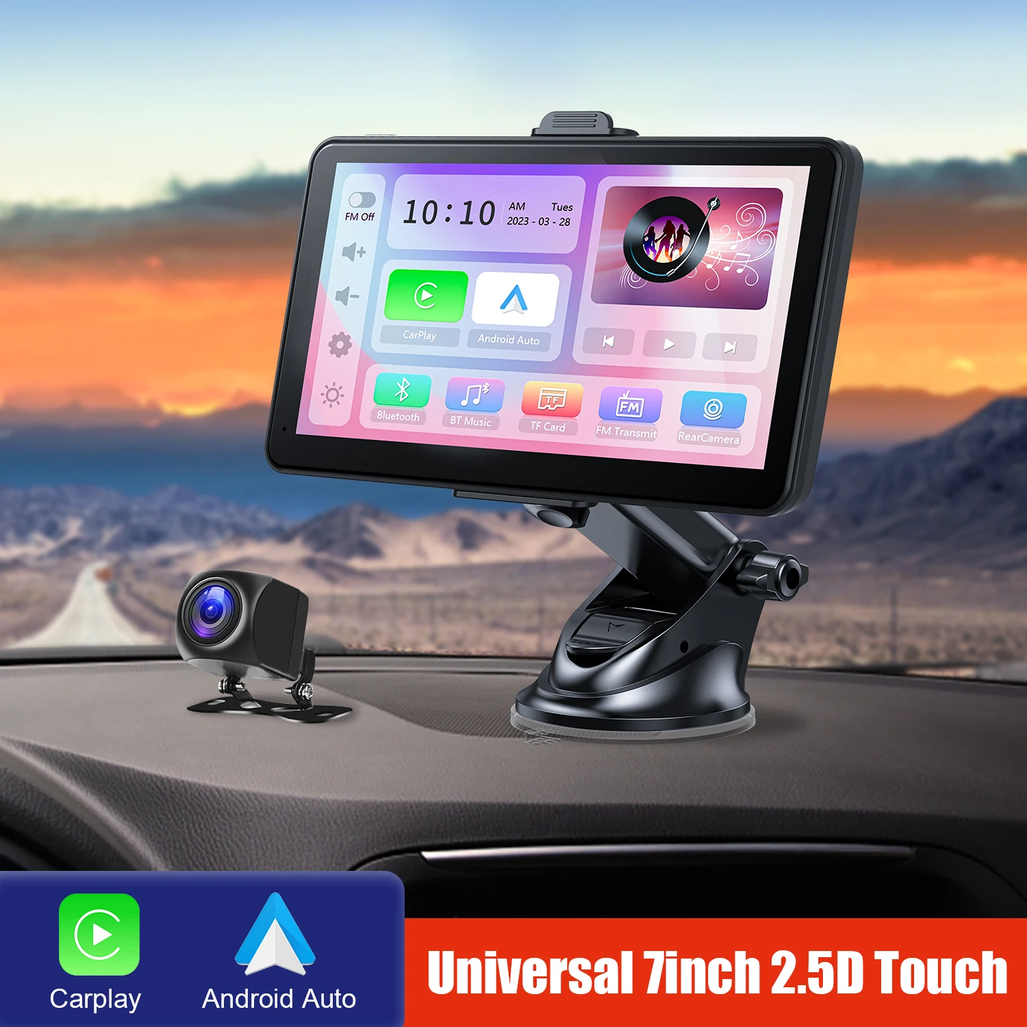 

Portable Car Stereo with Wireless CarPlay and Android Auto, 7" IPS Touch Screen Multimedia Player with Bluetooth/Siri/AUX/FM