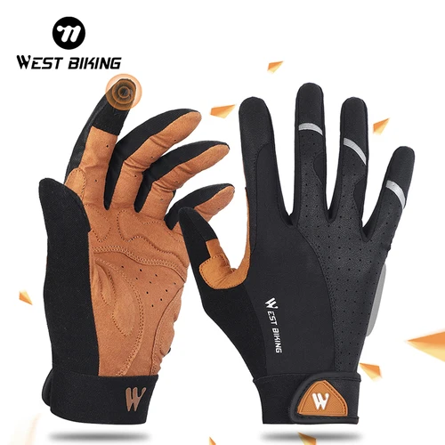 WEST BIKING-guantes de ciclismo con dedos completos para hombre y mujer, guantes deportivos para bicicleta, primavera y otoño, gimnasio, motocicleta, Camping, senderismo