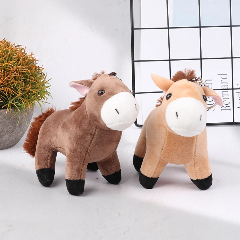 Cute Cartoon Plush Pony Doll Stuffed Animal Doll Kawaii Plush Little Horse Keychain Girls Bag Pendant Gifts