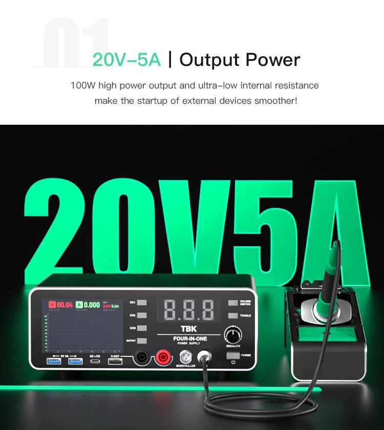 Soldering & Rework Station TBK 219 with Short Circuit Detector & USB Tester