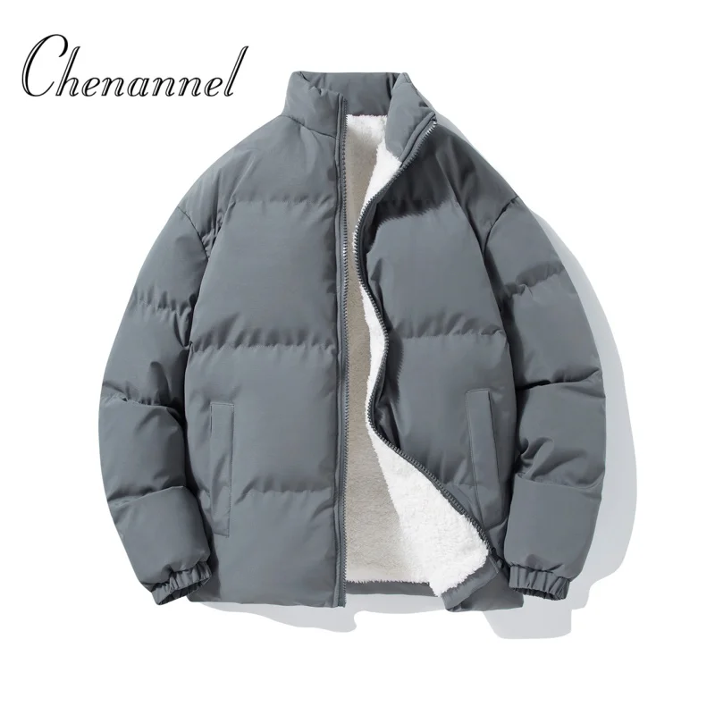 

Мужские куртки на хлопковой подкладке, осенне-зимние модные свободные пальто на утолщенной флисовой подкладке