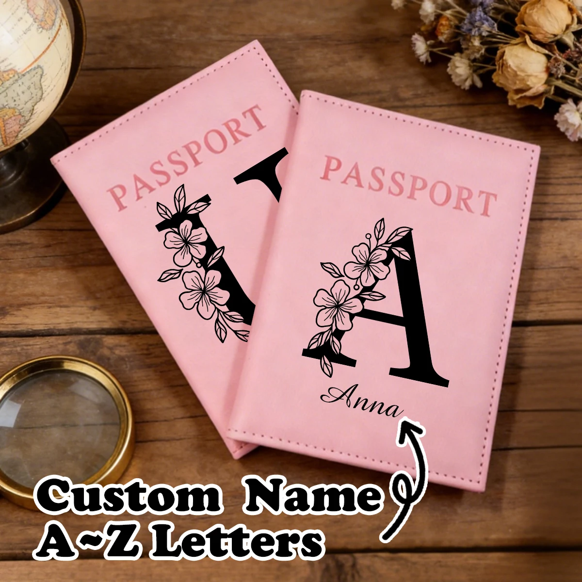 

Держатель для паспорта с индивидуальной надписью для путешествий, персонализированный кожаный держатель для паспорта с буквами, индивидуальный держатель для паспорта для женщин, для путешествий.