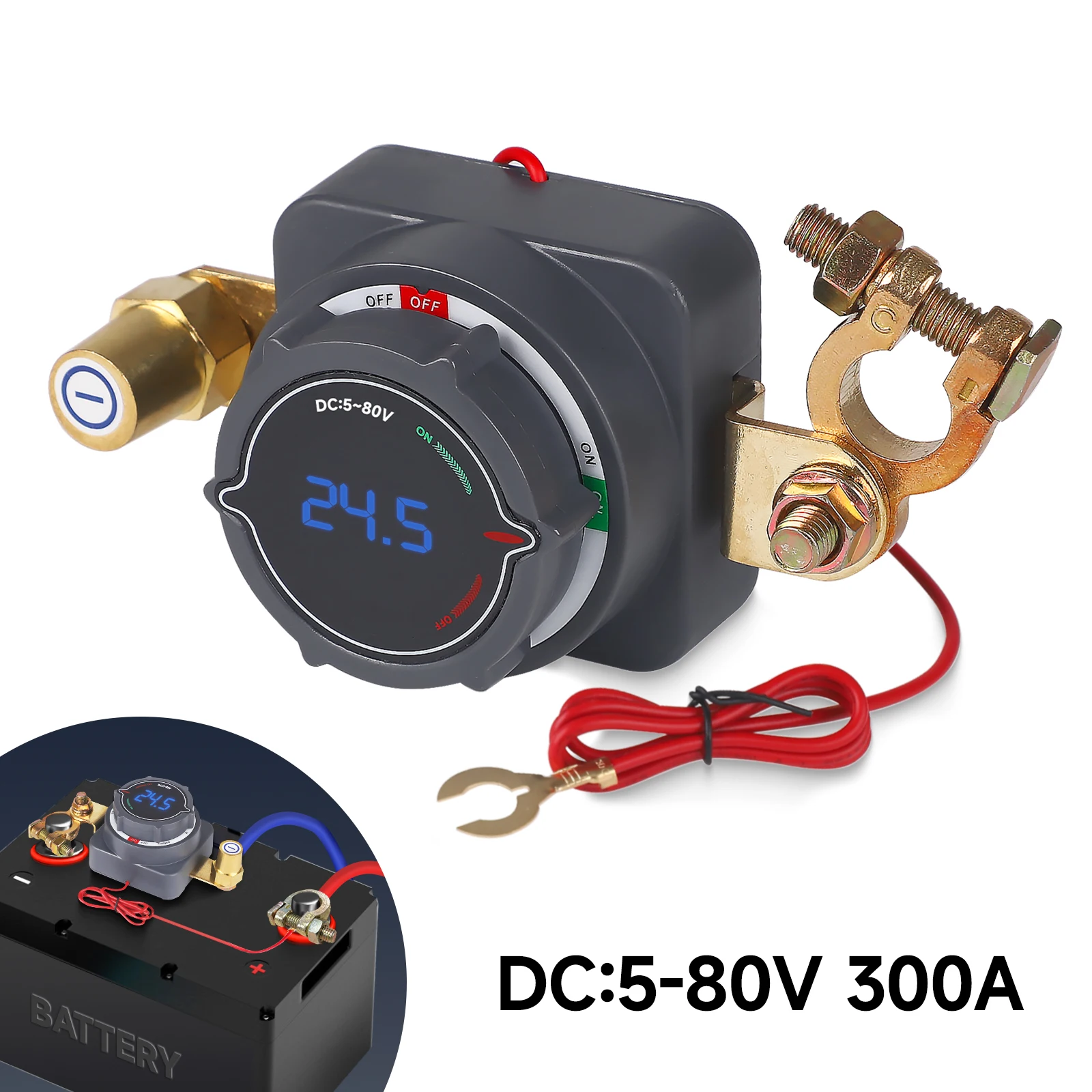 

New 5-80V DC 300A Universal Battery Disconnect Switch Battery Power Master Isolator Shut Off Switch For Marine Boat Car Truck RV
