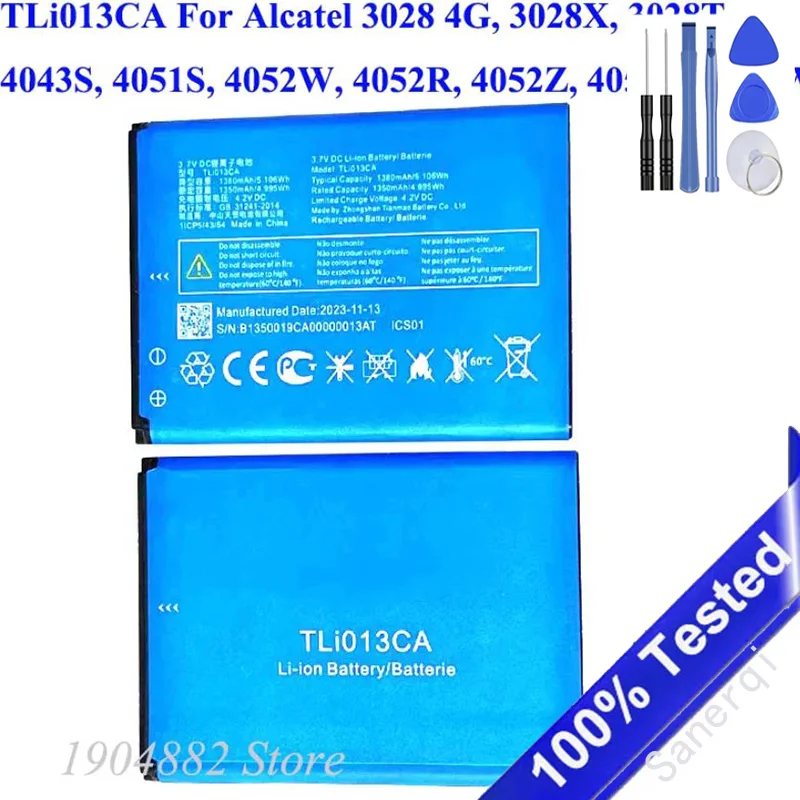 

1380mAh TLi013CA For Alcatel 3028 4G, 3028X, 3028T, 4043S, 4051S, 4052W, 4052R, 4052Z, 4052C, 4044W 4044O 4044T Battery Bateria