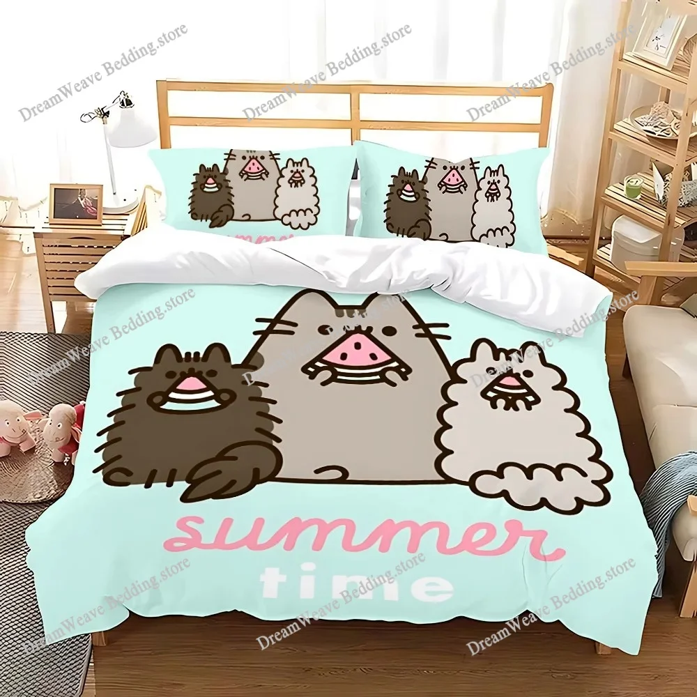 

Duvet Cover Pillowcase Bedding Set Cartoon PusheenS Cat Adult BoyGirl Bedroom Decoration Children Gift Single Double Large Size