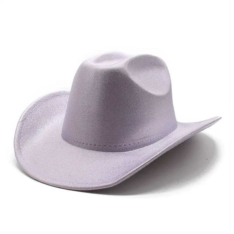 Halloween Party Colorful Cowboy Hat White Men And Women Light Cowboy Hat Pink Cold Light Lamp Colorful Laser Hat