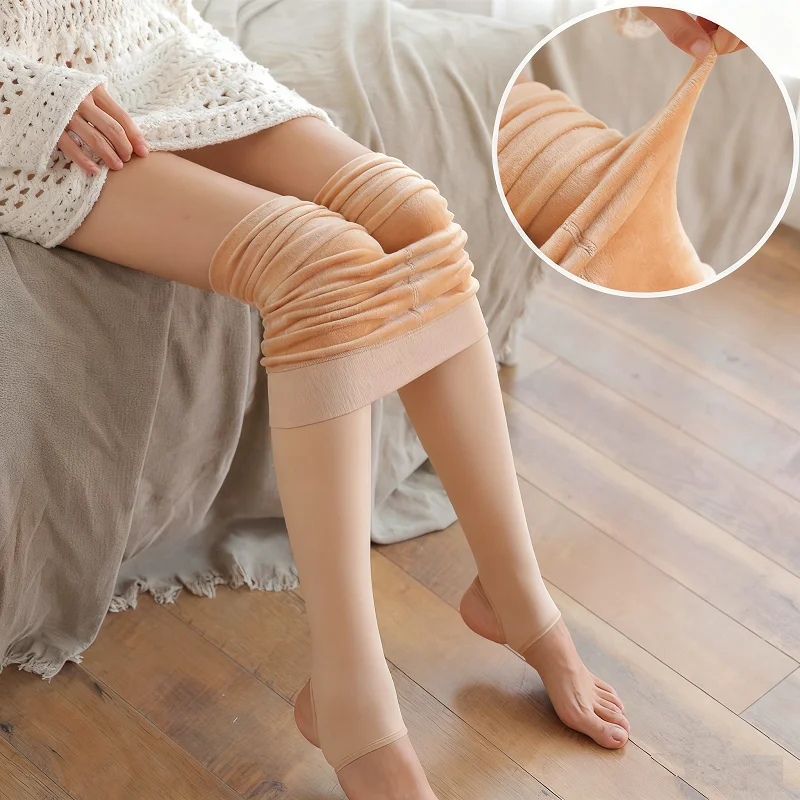 

Women Thermal Pantyhose for Winter Warm Leggings Panty Polar Skin Black Effect Stockings Thermal Women Sock Fleece Lined Tights