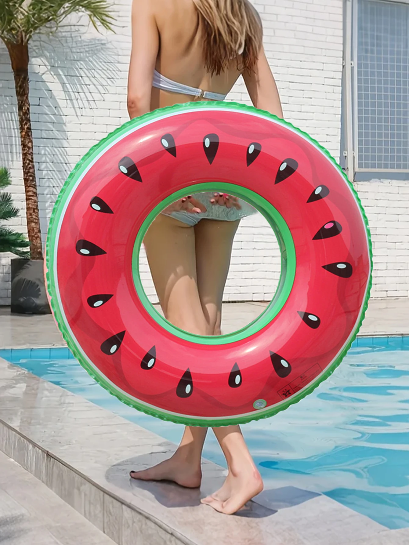 1PC Inflatable Fruit - Watermelon Swimming Ring, Thickened PVC Floating Ring, Cute Fruit Shape Pool Float, For Taking Photos, Fo