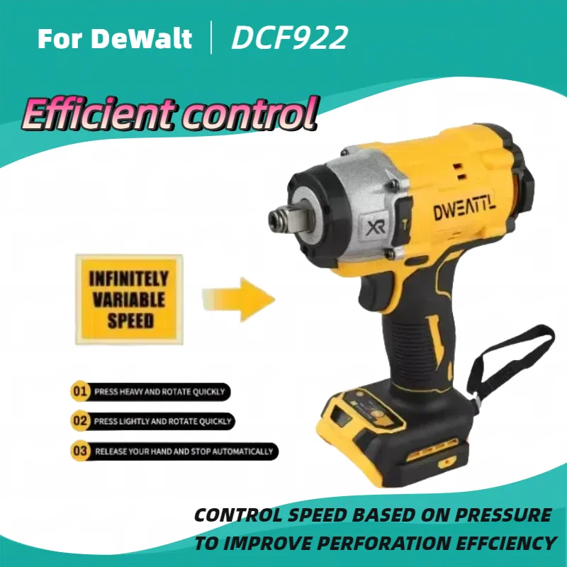 For Dewalt DCF922 Electric Impact Wrench Rechargeable High Torque 406Nm(Reverse) 1/2" 2500 RPM Universal 20V Battery Power Too
