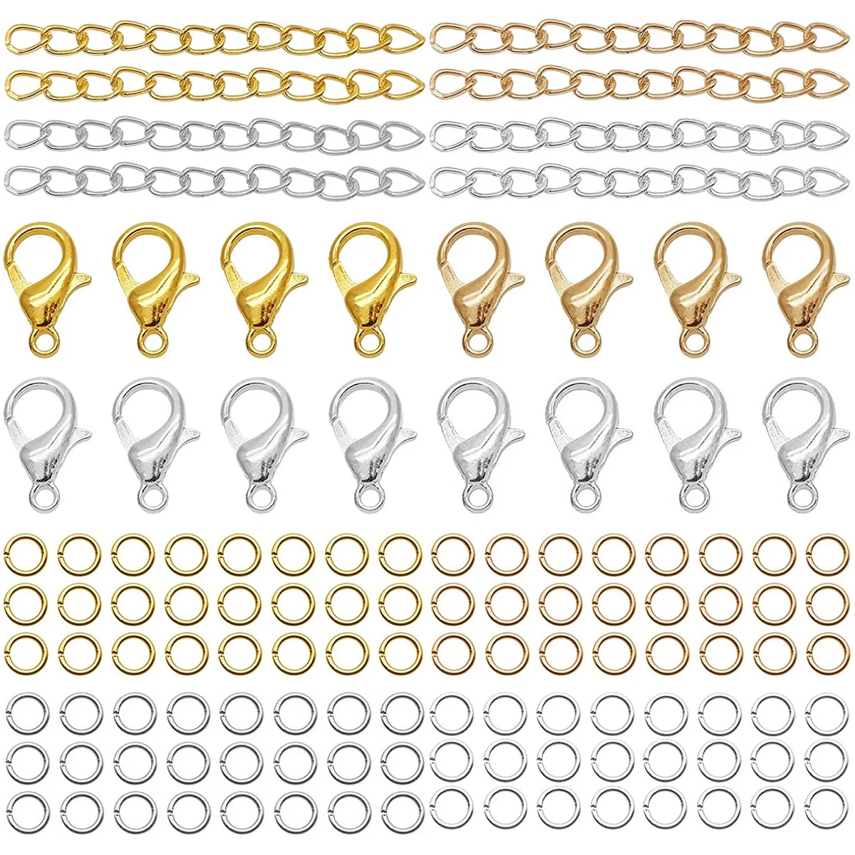 

150pcs Lobster Clasp Open Rings End Chain Kit Jewelry Making Materials For Handmade Bracelet Necklace Pendant DIY Accessories