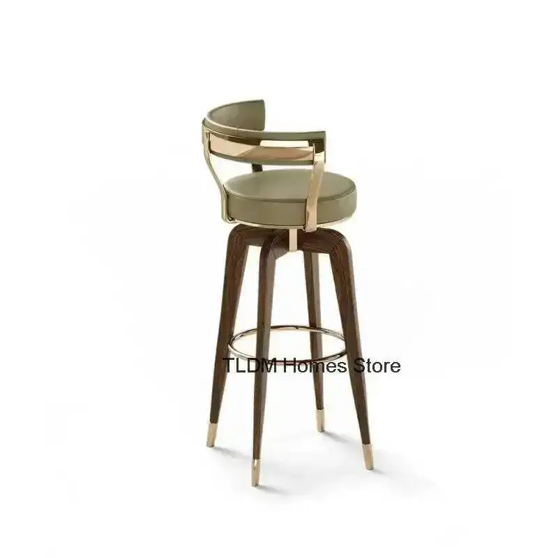 

Household Bar Luxury Nordic High Wood Rotating Kitchen Island Bar Solid Chairs Modern Stools Furniture Bar Chair Bar Stools
