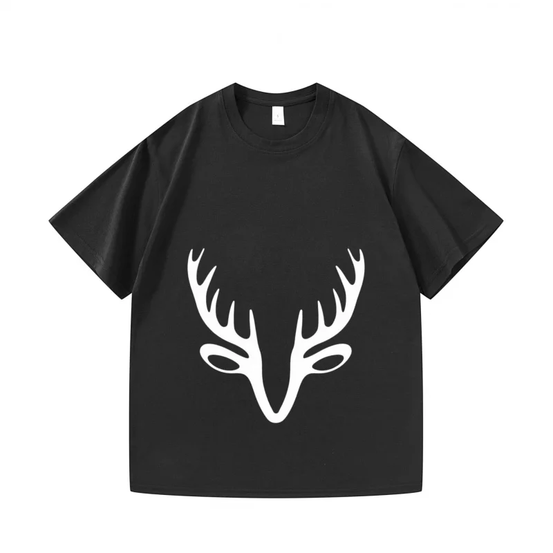 

Men's T-shirt Black Deer Head Printed Casual Daily Wear Fashion Streetwear Top Tee Summer Short Sleeve