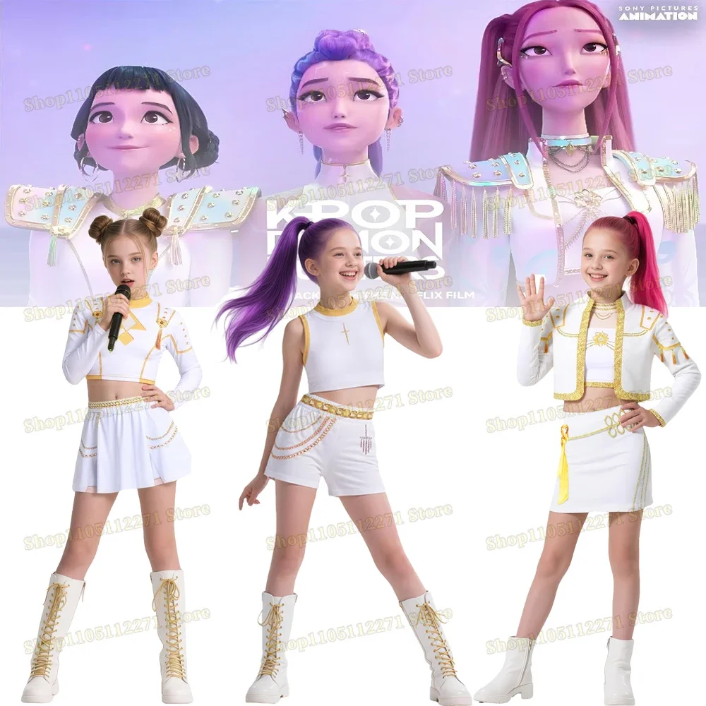 

2025 anime Kpop Demon Hunter Cosplay Costume Rumi Zoey Mira Cosplay Girls Style Kids Stage Performance Clothes Halloween