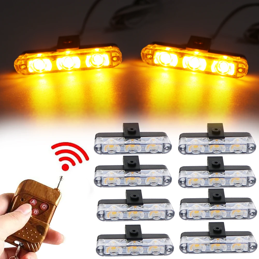 4x3 LED 8x3 LED 12V Stroboscopes Strobe Light Flash Fso Police Light Flashing Car Truck Lamp LED DRL Ambulance Accessory