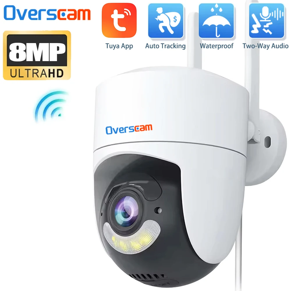 

4K 8MP Tuya WiFi PTZ Camera Outdoor 2.4G Wifi Surveillance IP Camera Security Protection CCTV Smartlife Auto Tracking Video Cam