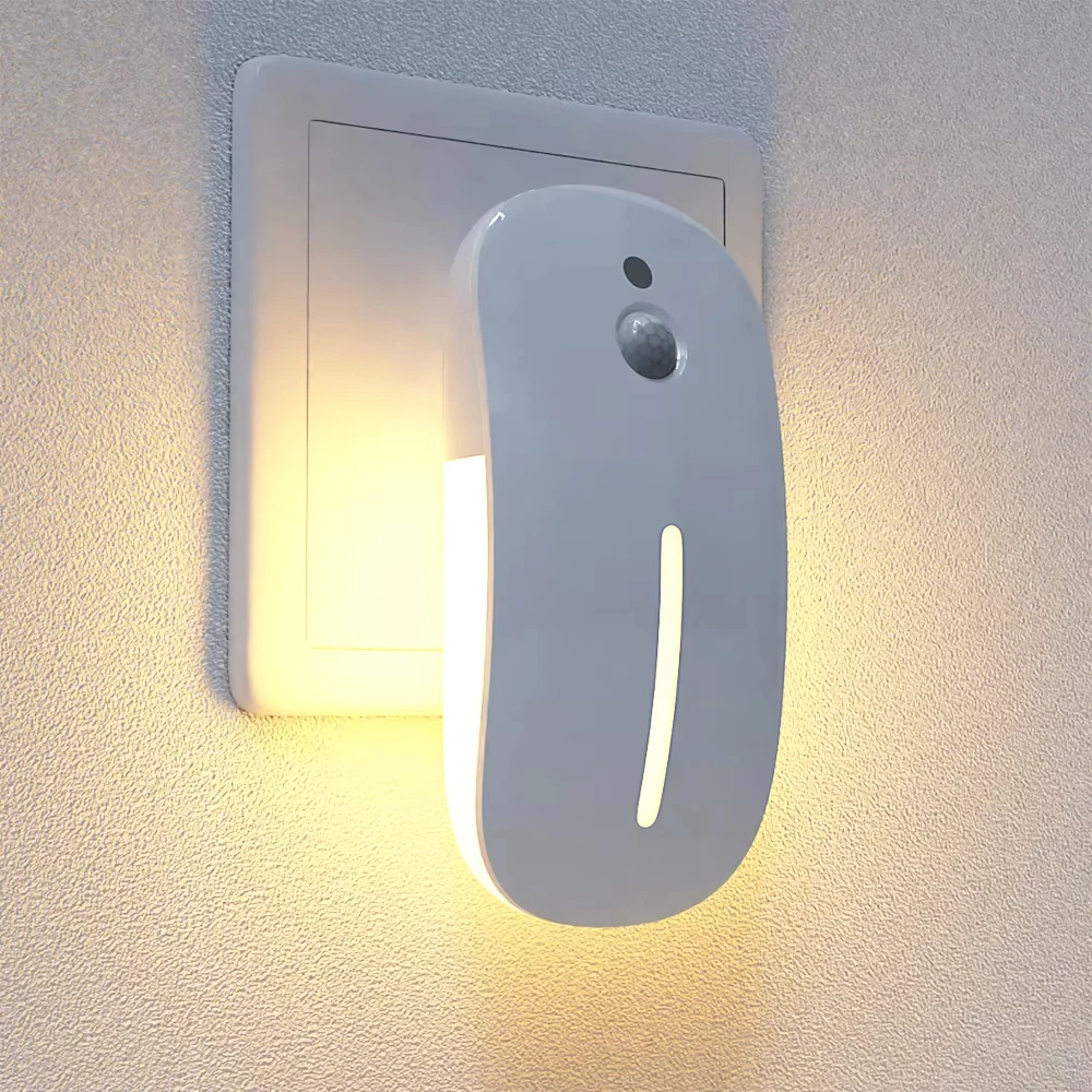 NEW Optical Mouse LED Night Light 220V Plug In Light Motion Sensing Wall Lamp Indoor Lighting for Bedroom Bedside