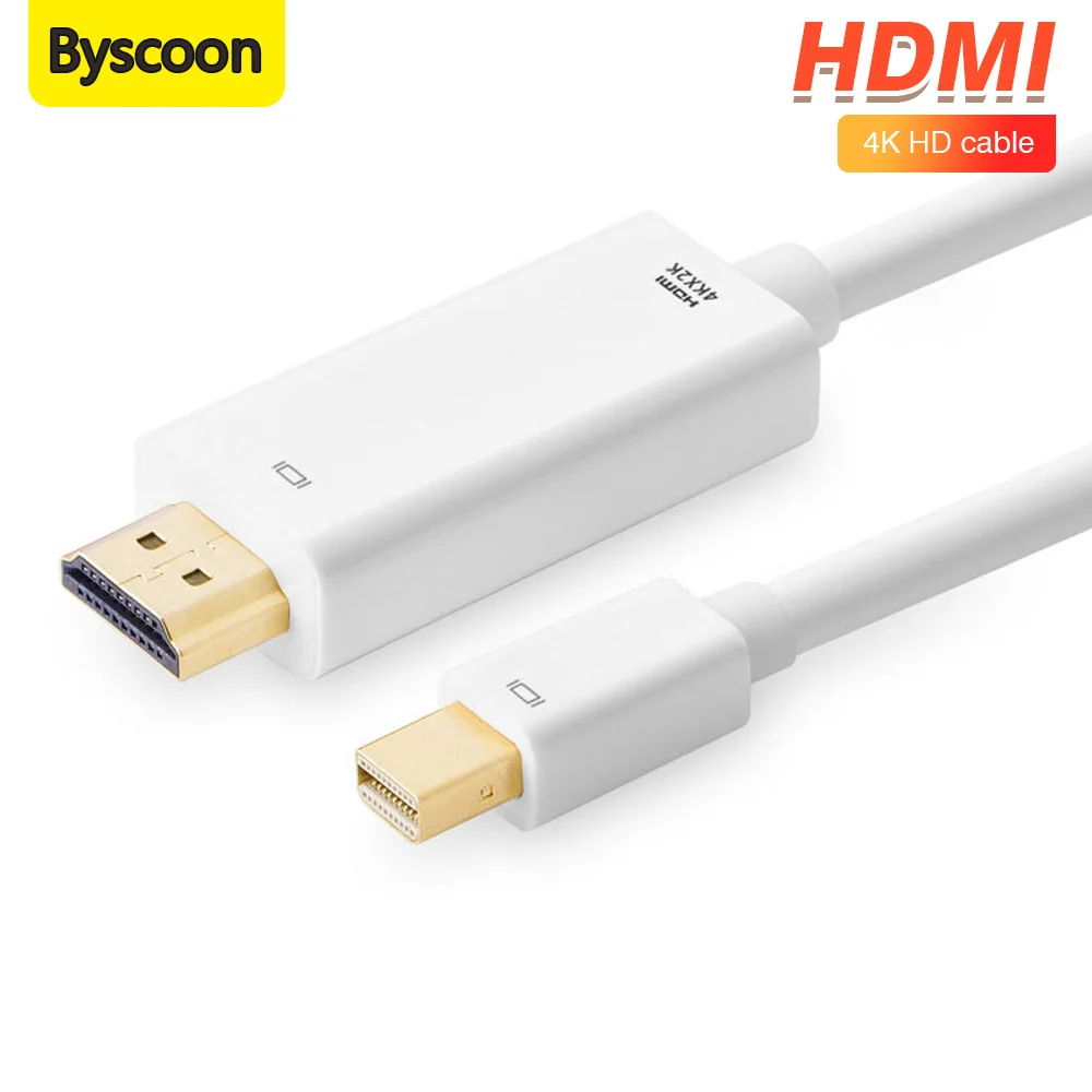 Byscoon Mini Displayport to HDMI cable 4K Thunderbolt Mini DP to HDMI HDTV adapter cable for Macbook pro Air Imac Lenovo Asus