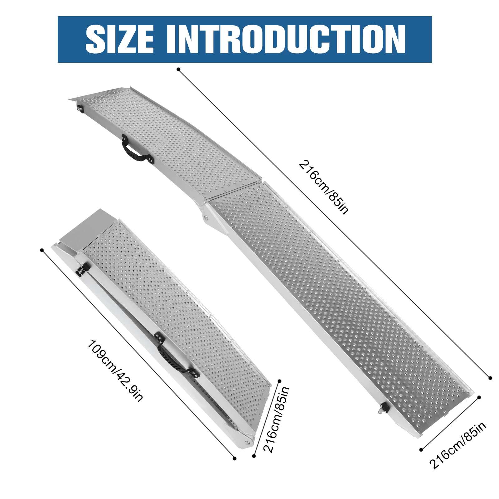 2 قطعة 85 بوصة الألومنيوم للطي تحميل سلالم مع مقبض ATV تحميل سلالم للدراجات النارية جزازات العشب UTV والمزيد
