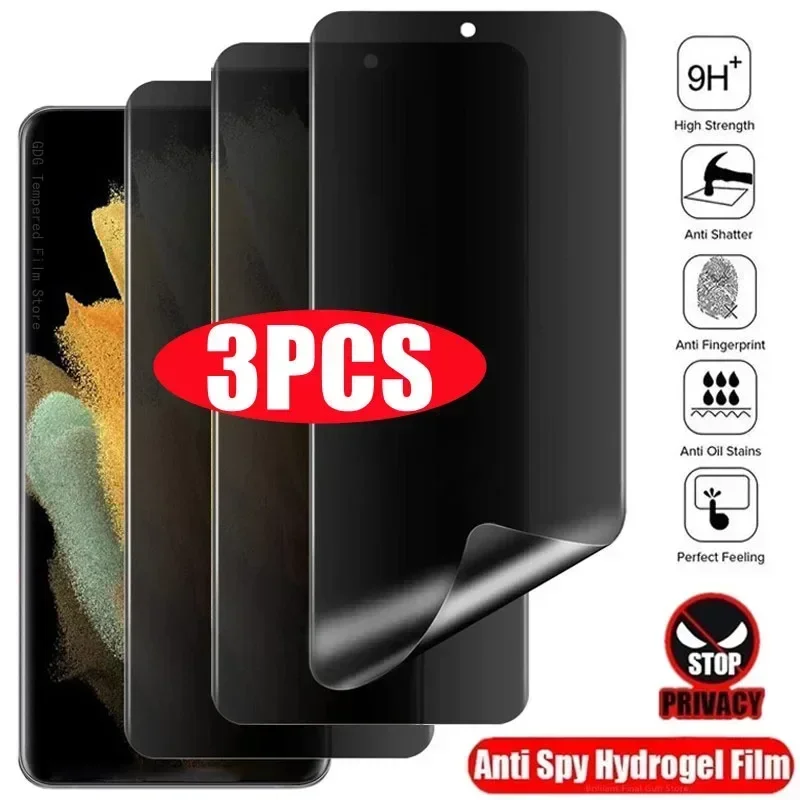 

3 шт. антибликовая гидрогелевая пленка для Samsung Galaxy S21 Ultra S22 Plus S23 FE S24 S25 Edge S26 S20, защитная пленка для экрана с функцией приватности