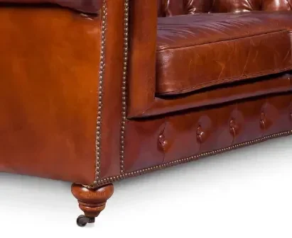 Vintage Luxury Living Room Genuine Leather Material Two Seater Sofa Couch For Living Room Dining Home Furniture For Sale