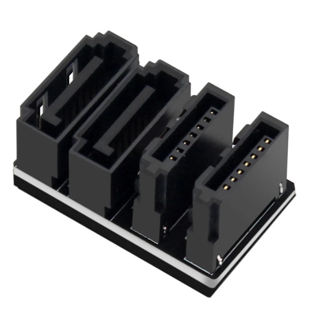 1Pcs Double SATA 7Pin Female to Double 7Pin Male 180 Degree Angled Adapter Mainboard SATA Adapter for Desktops SSD HDD