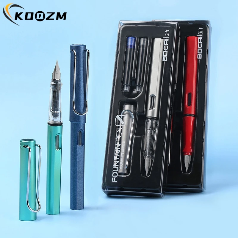 Clássico Multicolor Fountain Pen Set, Recarga de Tinta Substituível, Caneta Assinatura, Estudante Escrita, Material de Escritório Business School, 1 Conjunto