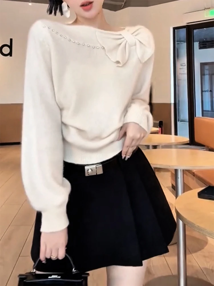 

Ele Soft Sle Knot вязаный свитер больших размеров для похудения для женщин осень-зима Новое поступление шерстяной топ