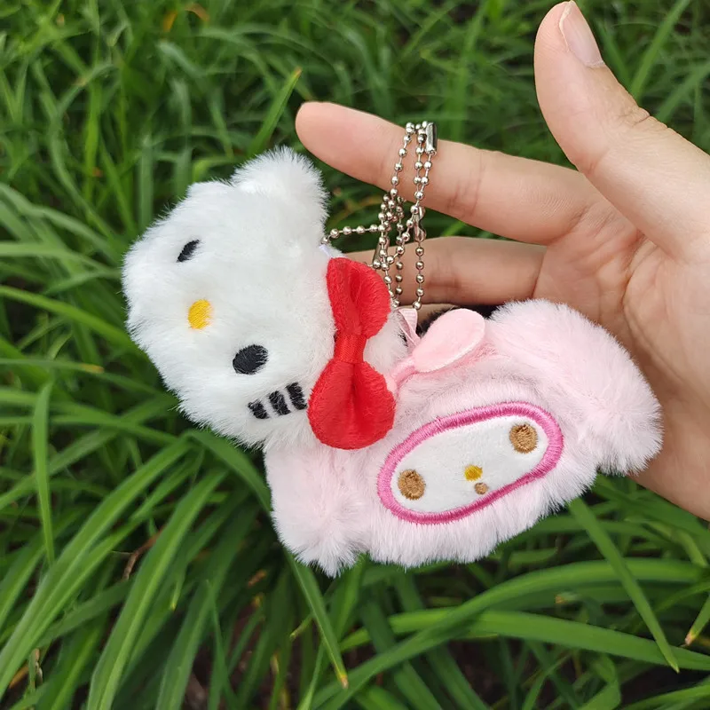 Sanrio Plush Key Chain My Melody Pom Pom Purin Kitty Kulomi Anime Character Cartoon Key Bag Pendant Girlfriends Pendant Gift Toy