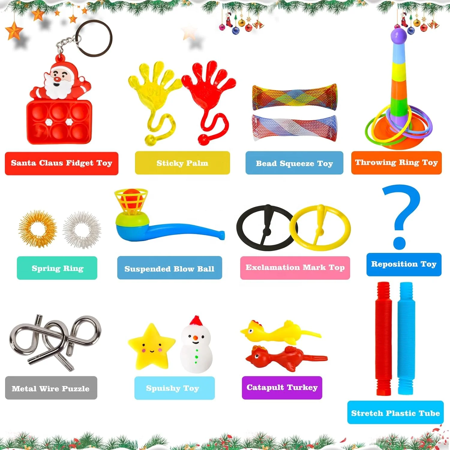 Personalizzazione. Calendario avvent Scatola cieca per il conto alla rovescia di Natale con calzini e giocattoli agitati Regalo di Natale Calendario regalo per giocattoli per bambini