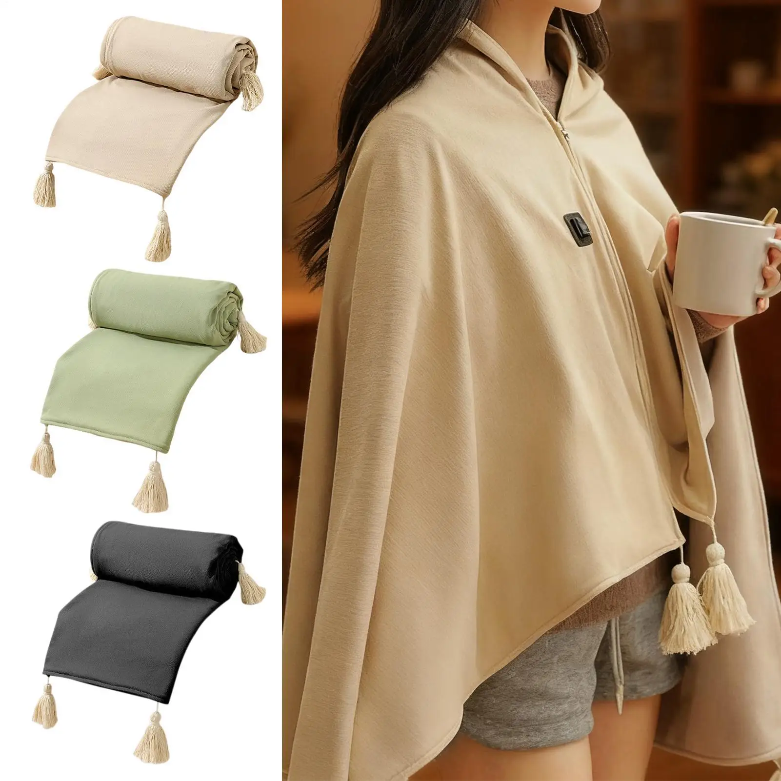 

3-Speed Heated Shawl for Women, Soothing Electric Wrap for Neck & Shoulder Pain Relief, Soft Warmer for Home Office Travel