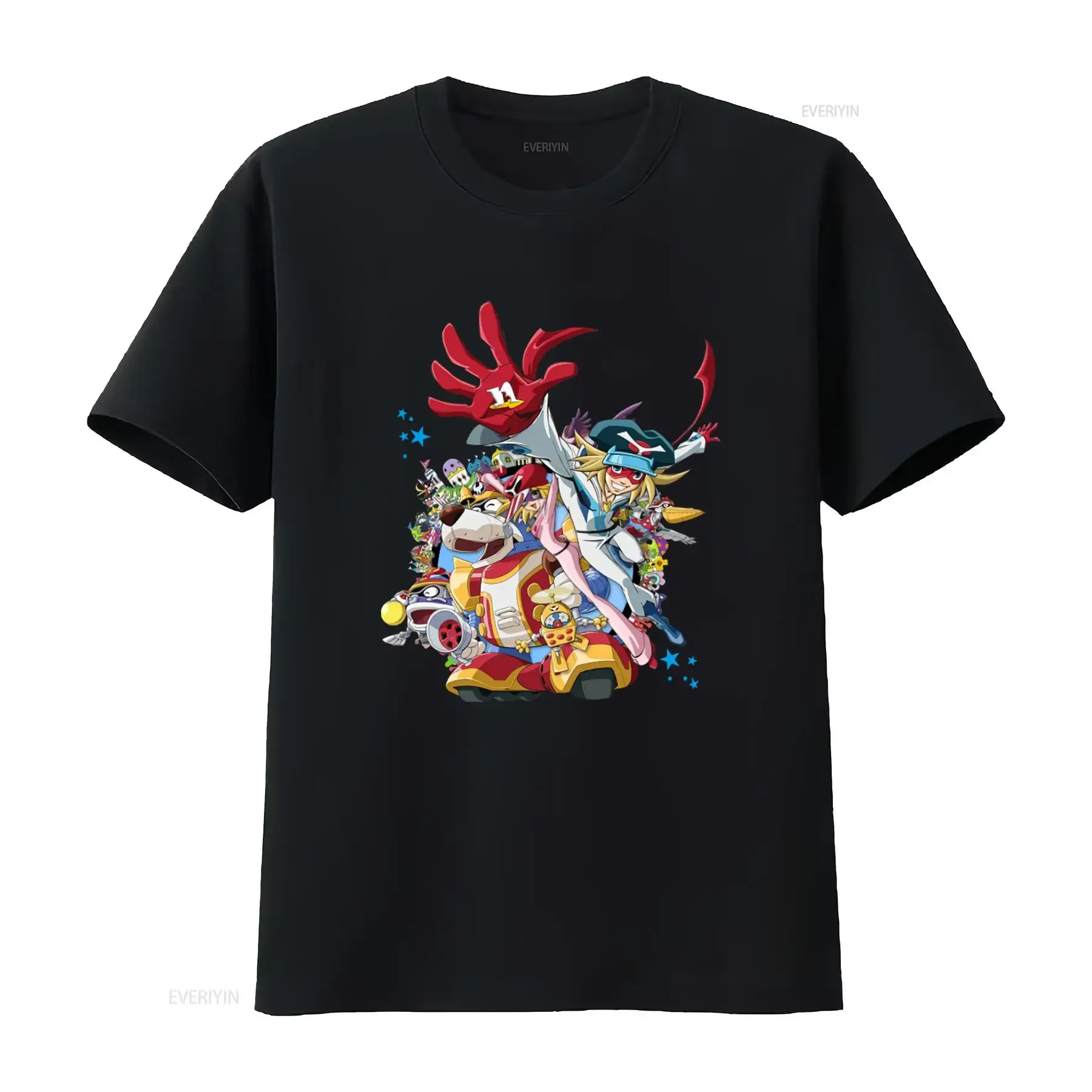 Meme Tribute Yattaman Time Bokan Series Cartoon-T-Shirt für M6NQ Vintage Washed Designer-Kleidung, dehnbar, vielseitig, weich