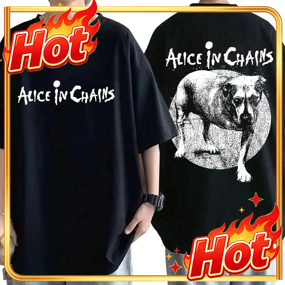 Custom Rock Band Alice In Chains Double Sided Graphic T-shirts Summer Men Women Casual High Quality Cotton Tshirt Male Vintage T
