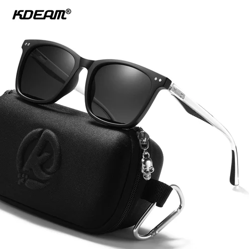 KDEAM-gafas de sol polarizadas para hombre, lentes cuadradas TR90, Marco de Material, bisagras de acero inoxidable para Primavera, senderismo y Pesca