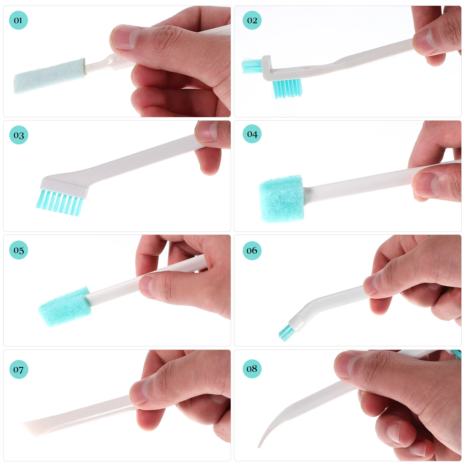 

8-Piece Cleaning Brush Set Durable Handles Kitchen Bathroom Floor Window Track Crevice Groove Detail Brushes Storage Superfiber