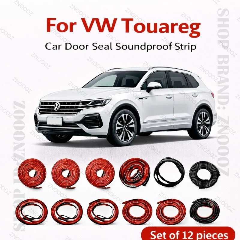 

For VW Touareg Car Door Seal Strip Rubber Double Layer Soundproof Dustproof Waterproof Door Weatherstrip 12PCS Set