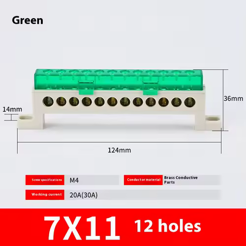 Zero wire terminal 3/4/5/6/7/10-Hole Distribution Box Terminal Block dustproof Ground Copper Bar Bridge type Busbar With cover - Image 30