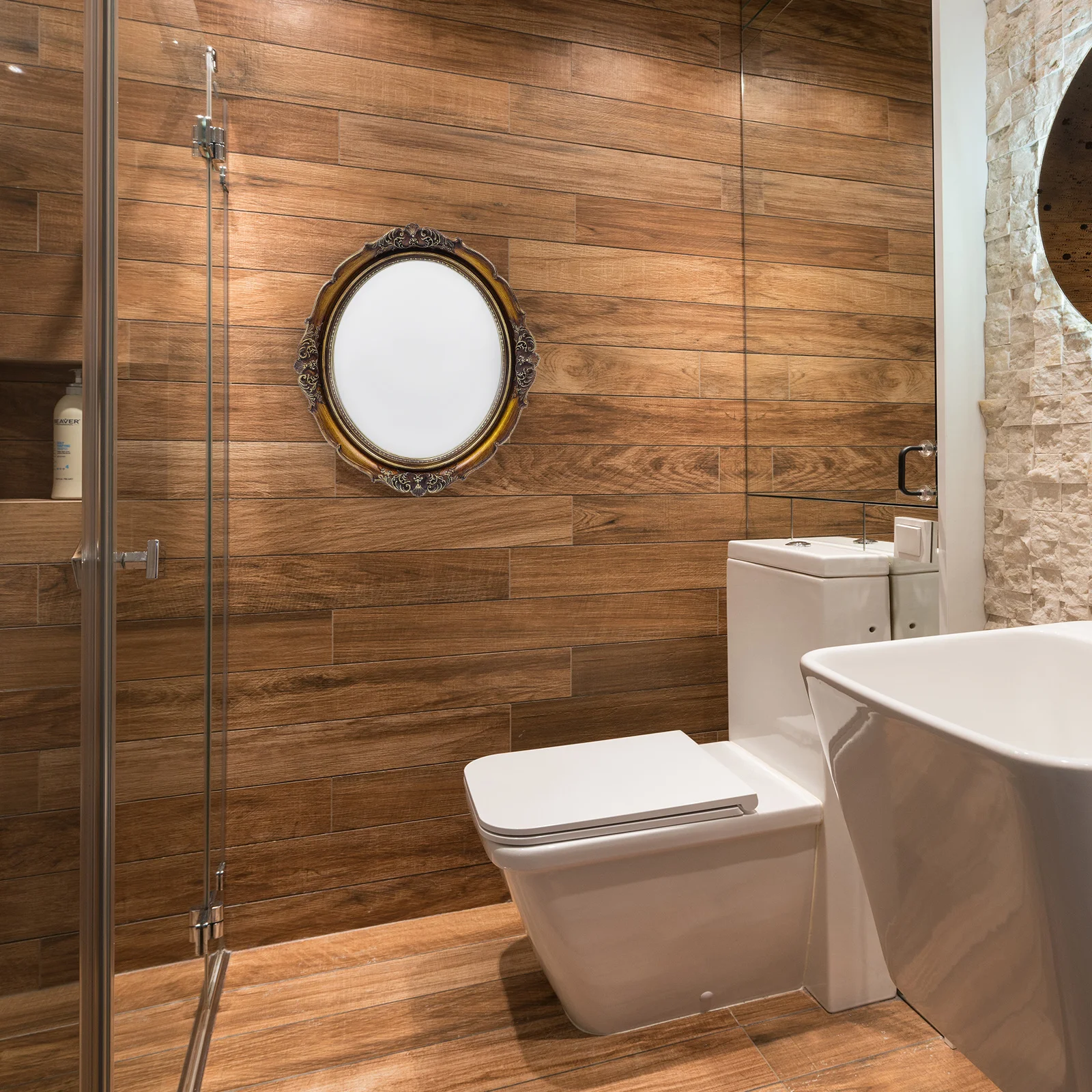 

Vintage Decorative Wall Mirror Multipurpose Makeup Mirror Retro Wall Hanging Picture Frame Desktop Tray for Bedroom Dorm Living