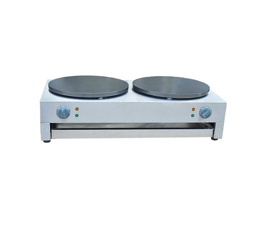 Pancake roti empanada crepe maker/commercial pancake roti crepe making machine/pancake roti empanada double-head crepe machine