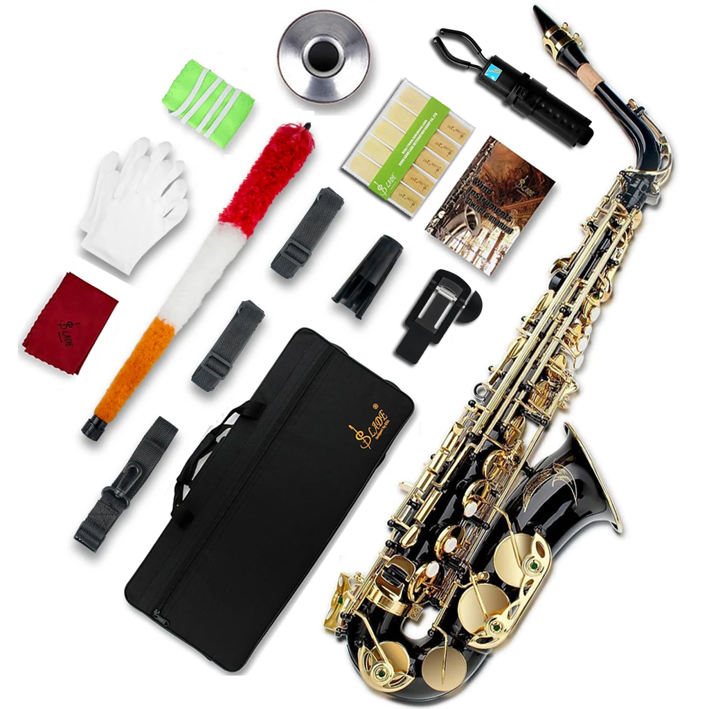 

SLADE Saxophone Eb Alto Saxophone Black Gold for Beginners Adults Sax with Cleanning Cloth Reed Strap Sax Parts & Accessories