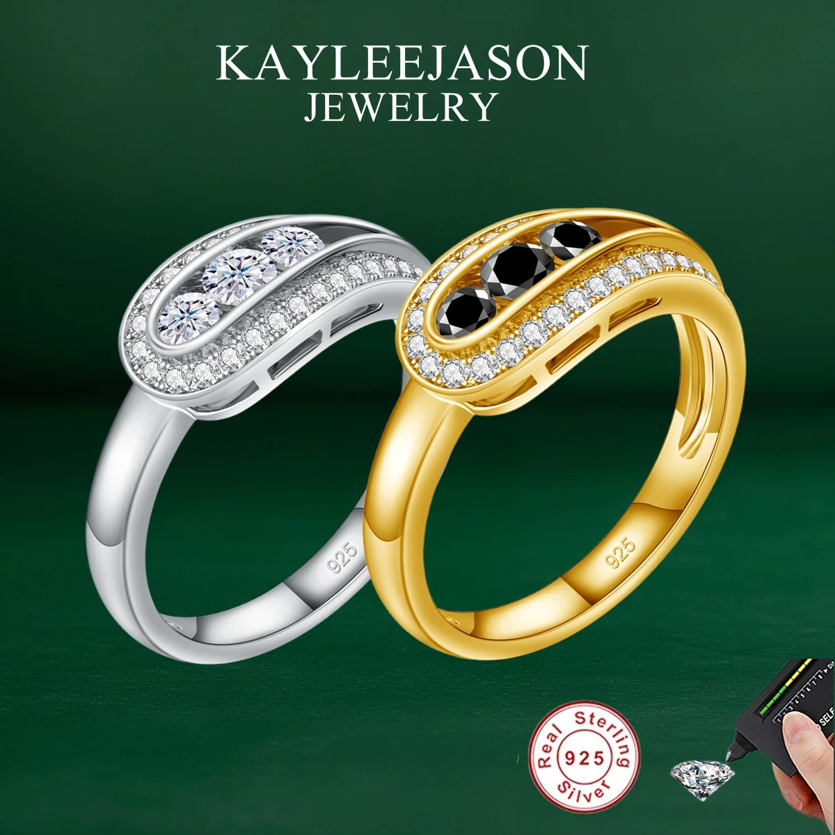 

925 Sterling Silver Moissanite Crystal Diamond Rings for Women Fashion Elegant Wedding Accessories Party Gifts Fine Jewelry