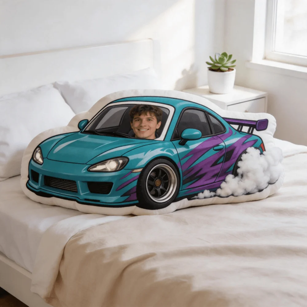 Personalized Photo/Text Custom Racing Pillow, Suitable for Sofa and Bed, Can Be Cut and Shaped into a Car Design Decorative Chair Cushion, Unique Home Gift for Adults - Washable by Hand